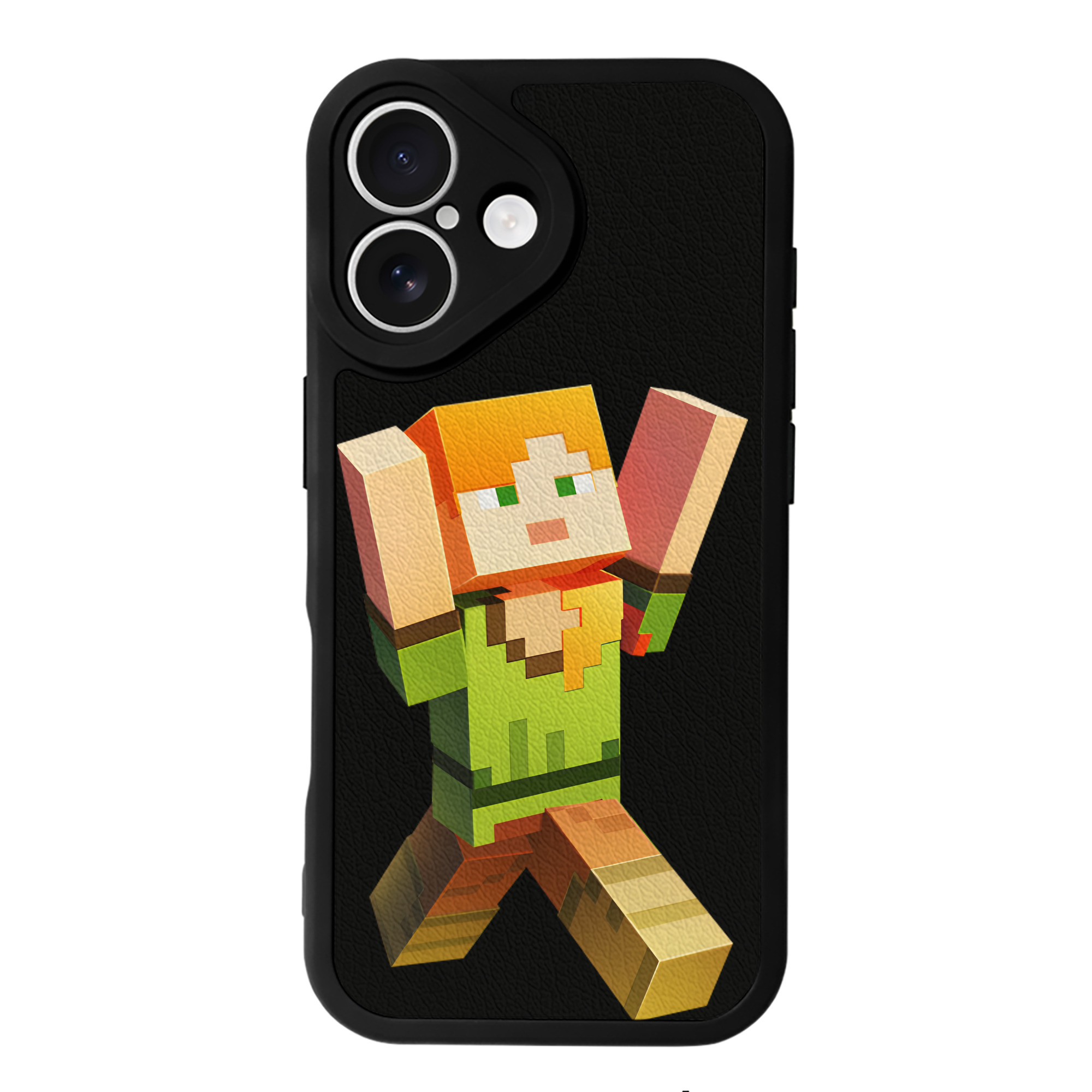 （画像用） マインクラフト ブロックの世界 Minecraft MC Block world 【iPhone 16シリーズ対応】シリコンスマホケース（レザー調） 材質：シリコン